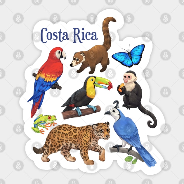 Animals of Costa Rica Sticker by Kippy Art